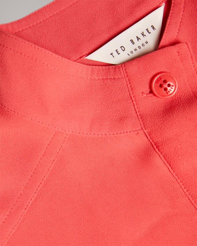 Chemisier Ted Baker Stand Collar With Half Placket Corail Femme | GEC-31252042